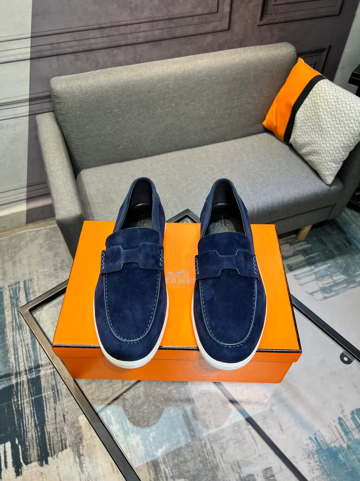 Men's shoes 💰700 [HERMES] Hermès - High-end quality original order 🔍🔍 - Upper: 🔝 cowhide suede splicing design - Inner lining: imported mixed sheepskin - Outsole: TPR foam · Rubber: two-color combined molding outsole - Super high quality control · Fine workmanship: highlighted (high-end, luxury, grade) -Size: 38-44 (45, 46, can be customized)